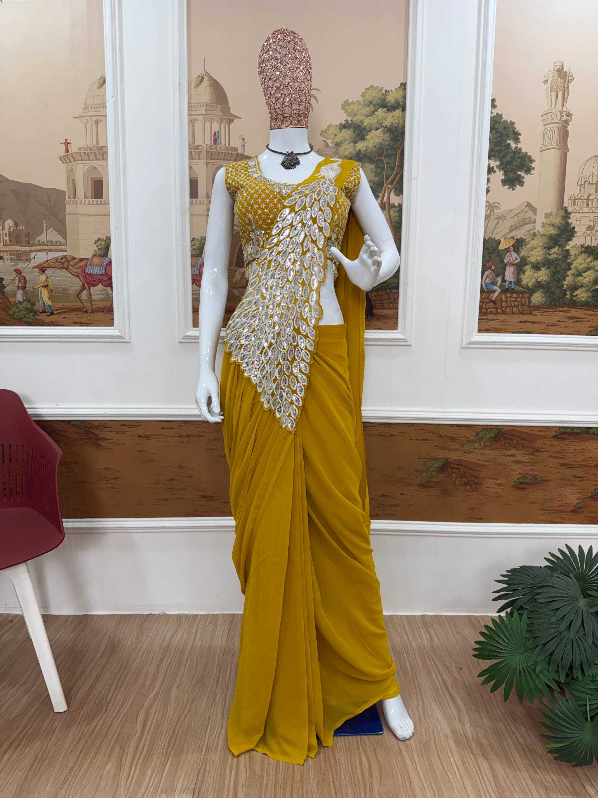 YNF Wholesale Faux Georgette Ready To Wear Sarees RIN215 1165 | Surat Manufacturer