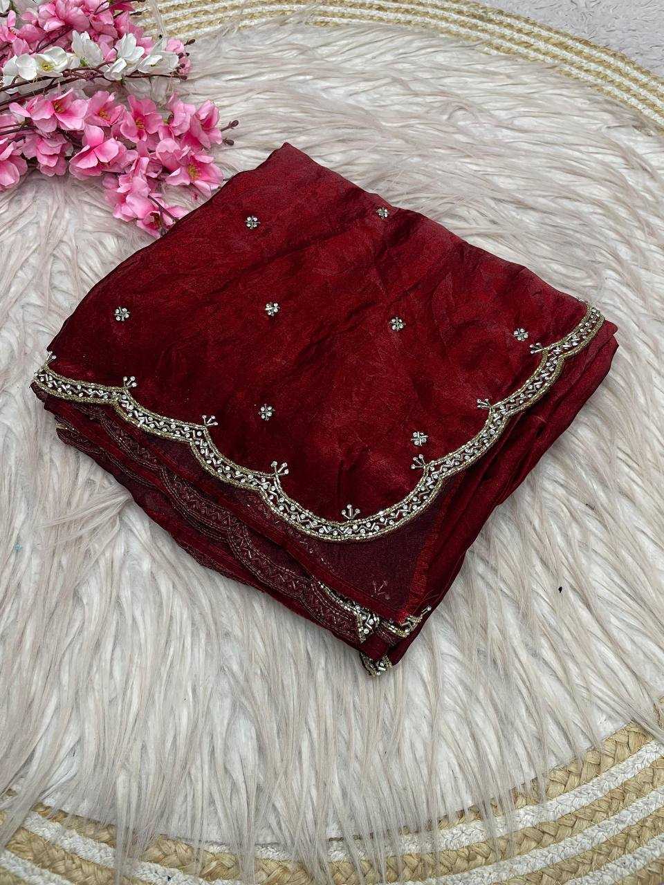 YNF Wholesale FENDY Satin Hand Work Sarees RIN230 732 | Surat Manufacturer