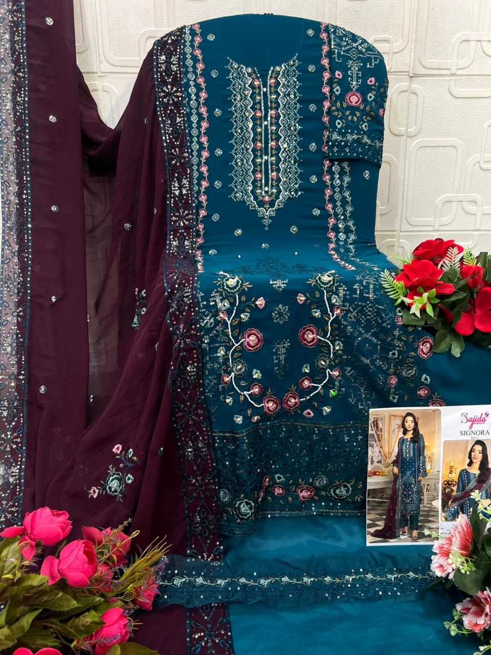 YNF Wholesale Georgette Embroidery Suits KESH677 SAJIDA SIGNORA-VOL-2 | Surat Manufacturer