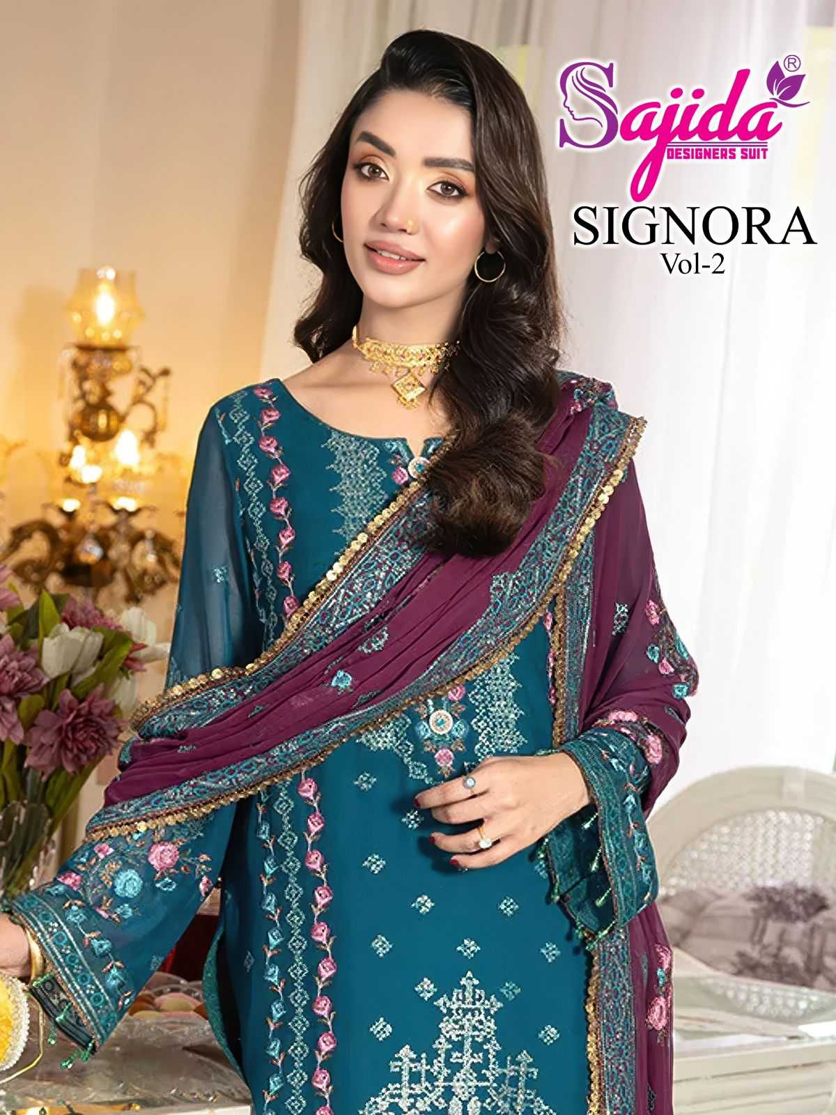 YNF Wholesale Georgette Embroidery Suits KESH677 SAJIDA SIGNORA-VOL-2 | Surat Manufacturer