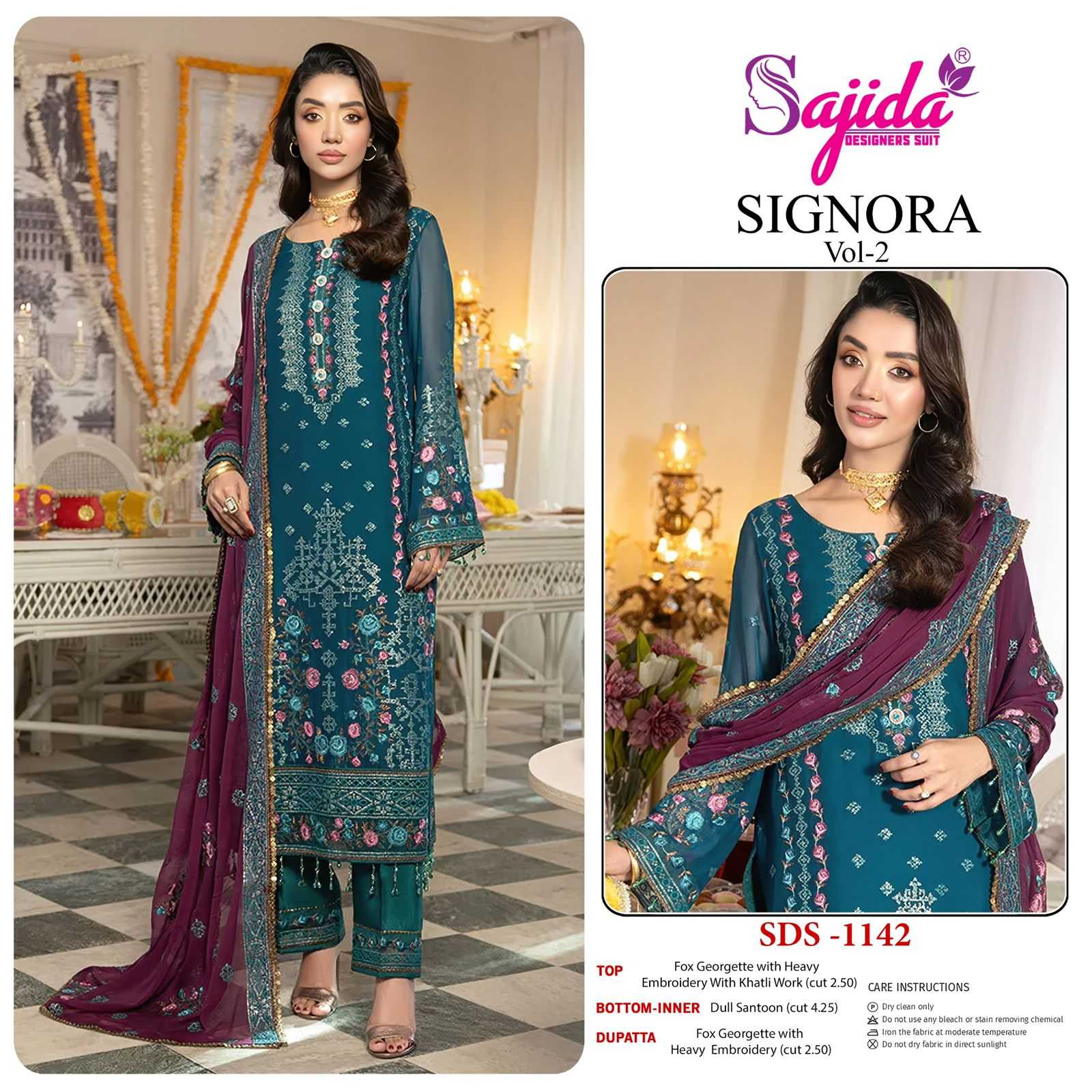YNF Wholesale Georgette Embroidery Suits KESH677 SAJIDA SIGNORA-VOL-2 | Surat Manufacturer