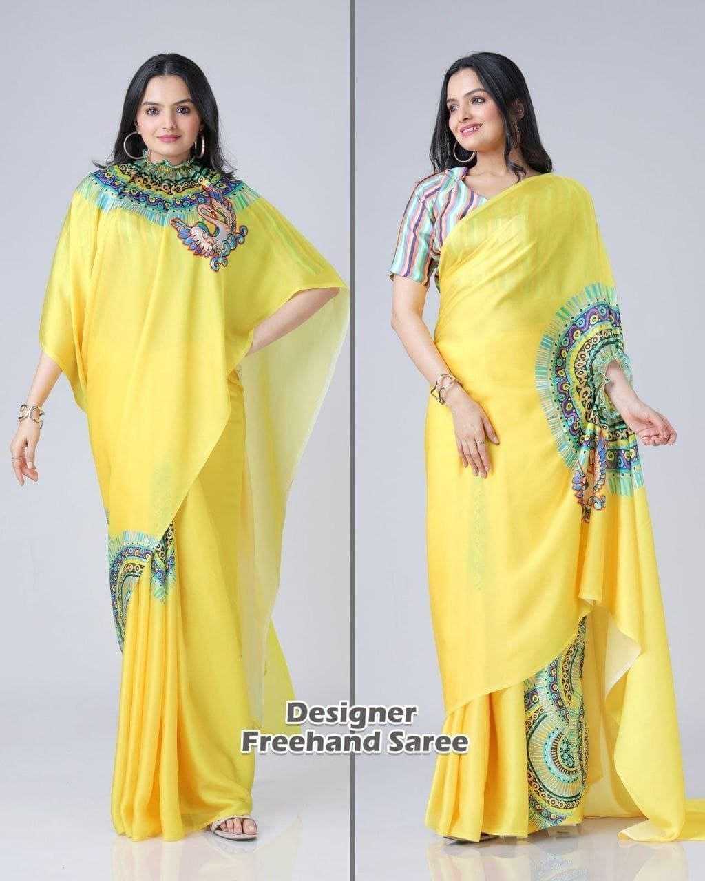 YNF Wholesale Georgette Georgette Sarees RIN216 freehand saree | Surat Manufacturer