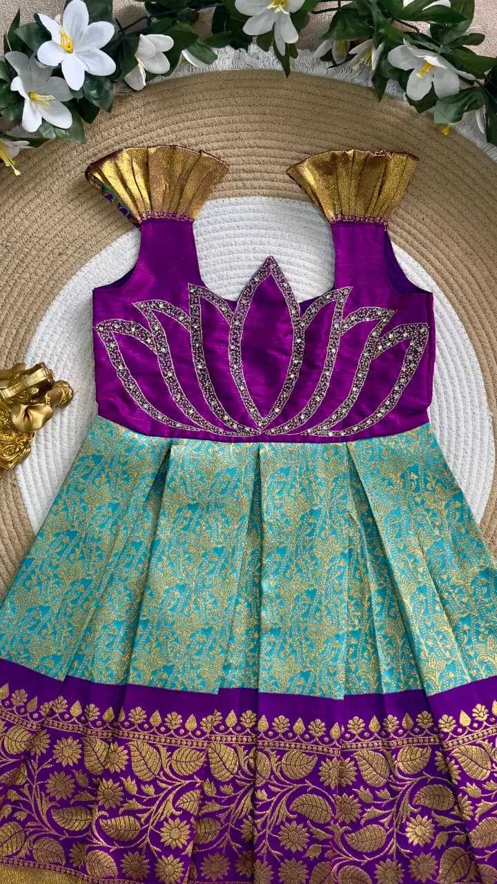 YNF Wholesale Jacquard Kids Gown KESH505 Laxmi Lotus | Surat Manufacturer