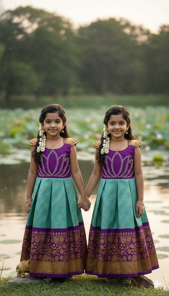 YNF Wholesale Jacquard Kids Gown KESH505 Laxmi Lotus | Surat Manufacturer