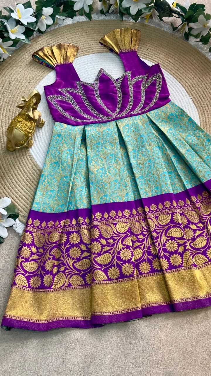 YNF Wholesale Jacquard Kids Gown KESH505 Laxmi Lotus | Surat Manufacturer