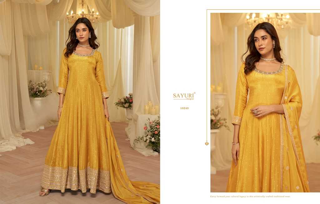 YNF Wholesale Jacquard Pure Viscos Silk Bollywood Style Gowns KESH481 SAYURI AARADHANA 10238 | Surat Manufacturer
