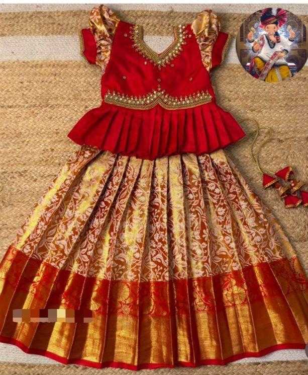 YNF Wholesale Kanjivaram Silk Kids Gown RIN235 Micro-Cotton | Surat Manufacturer