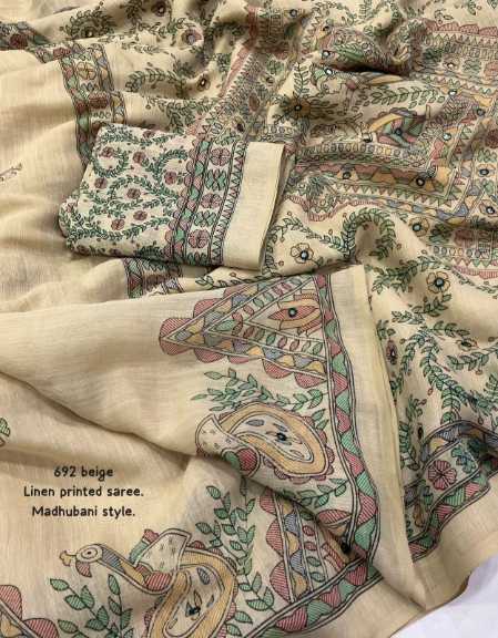 YNF Wholesale Linen Madhubani Sarees KESH433 693 | Surat Manufacturer