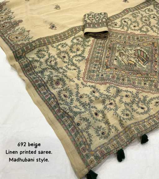 YNF Wholesale Linen Madhubani Sarees KESH433 693 | Surat Manufacturer