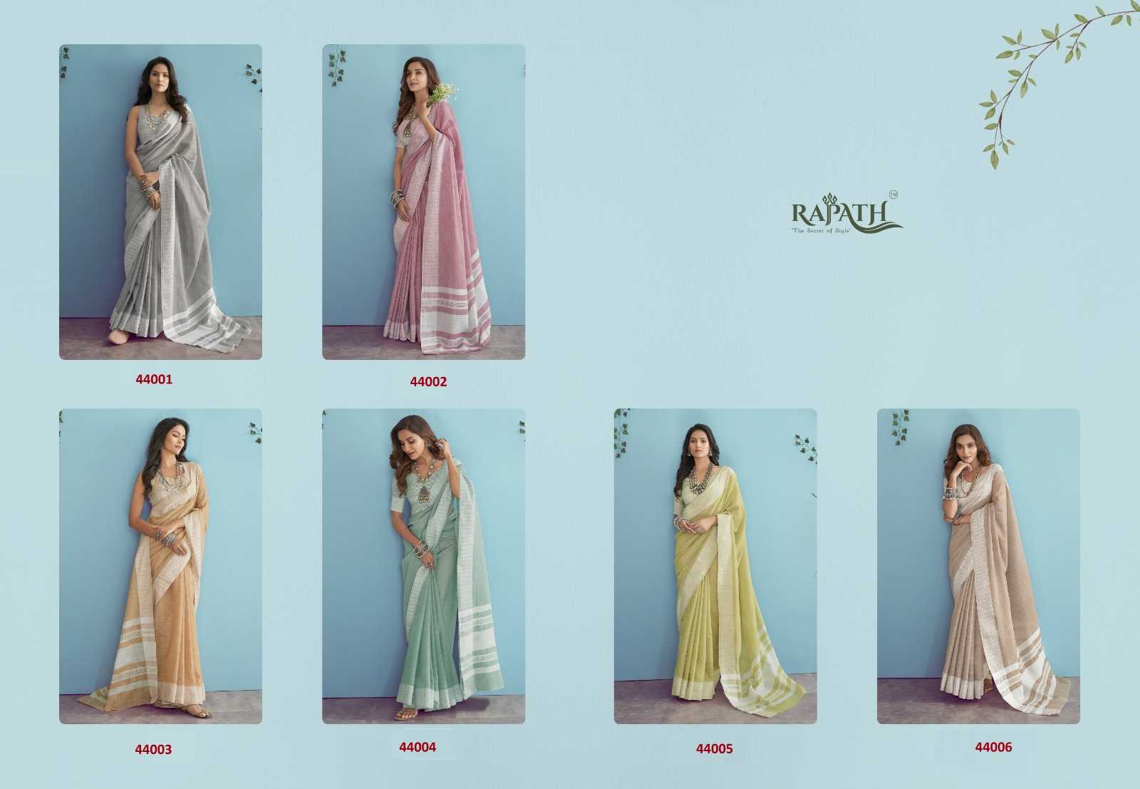 YNF Wholesale Linen Designer Sarees KESH530 RajPath Aarzoo | Surat Manufacturer