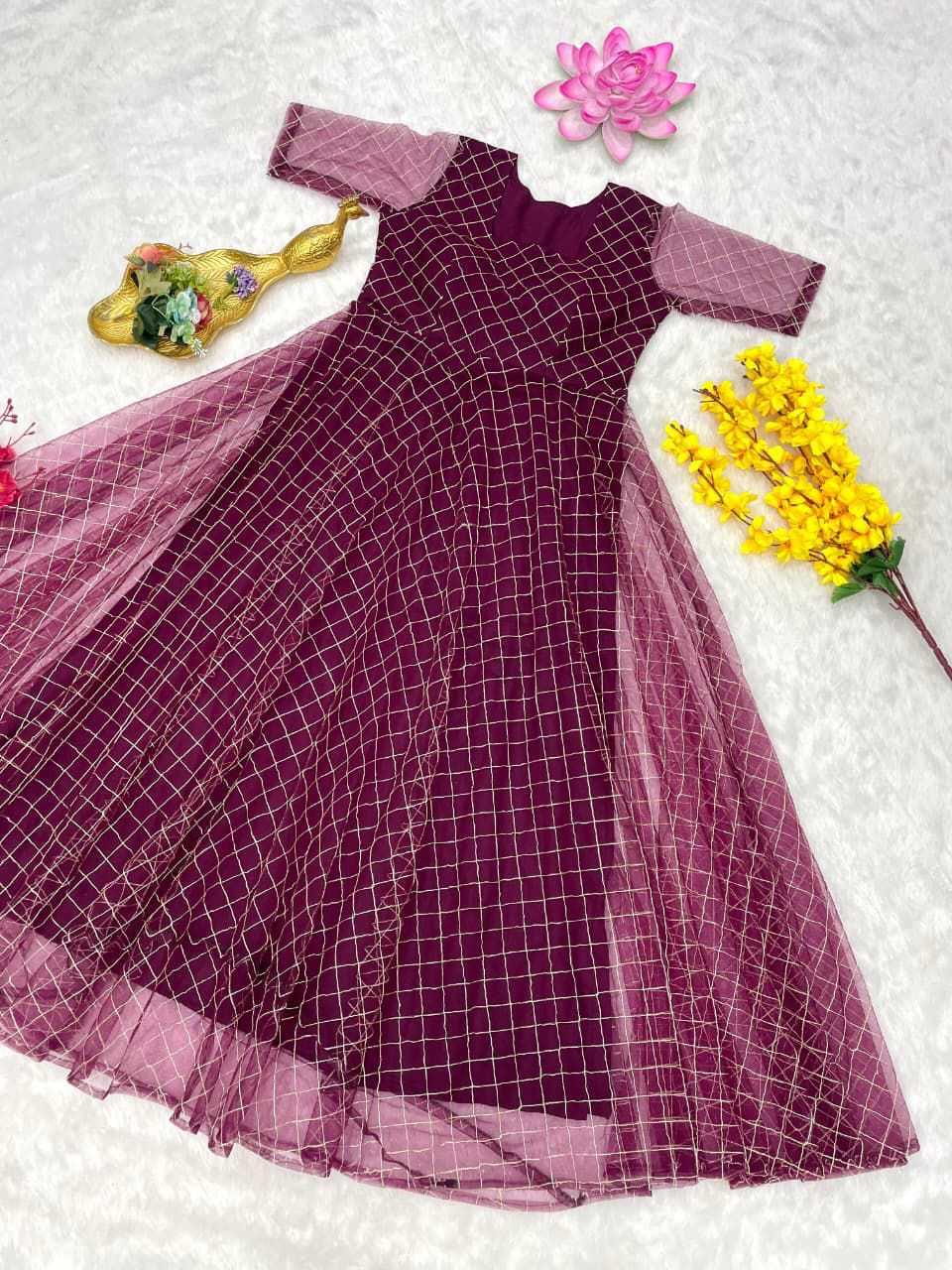 YNF Wholesale Net Embroidery Gowns KESH599 110 | Surat Manufacturer