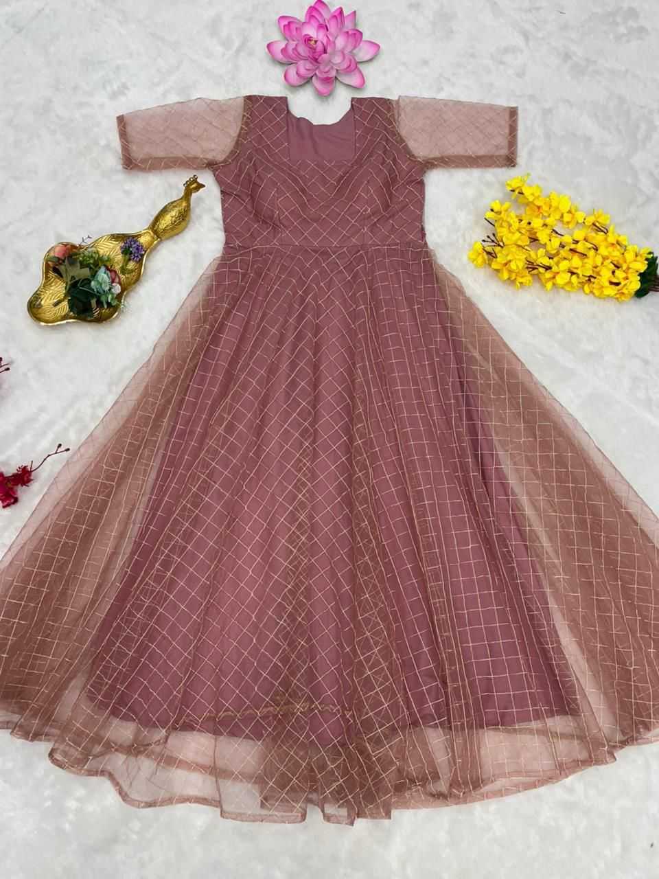 YNF Wholesale Net Embroidery Gowns KESH599 110 | Surat Manufacturer