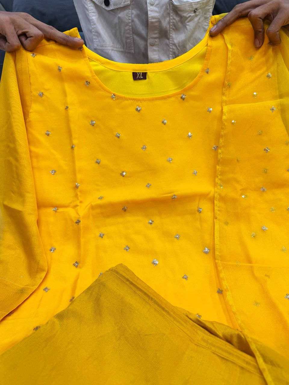 YNF Wholesale Organza Embroidery Suits KESH640 Yellow Bindi | Surat Manufacturer