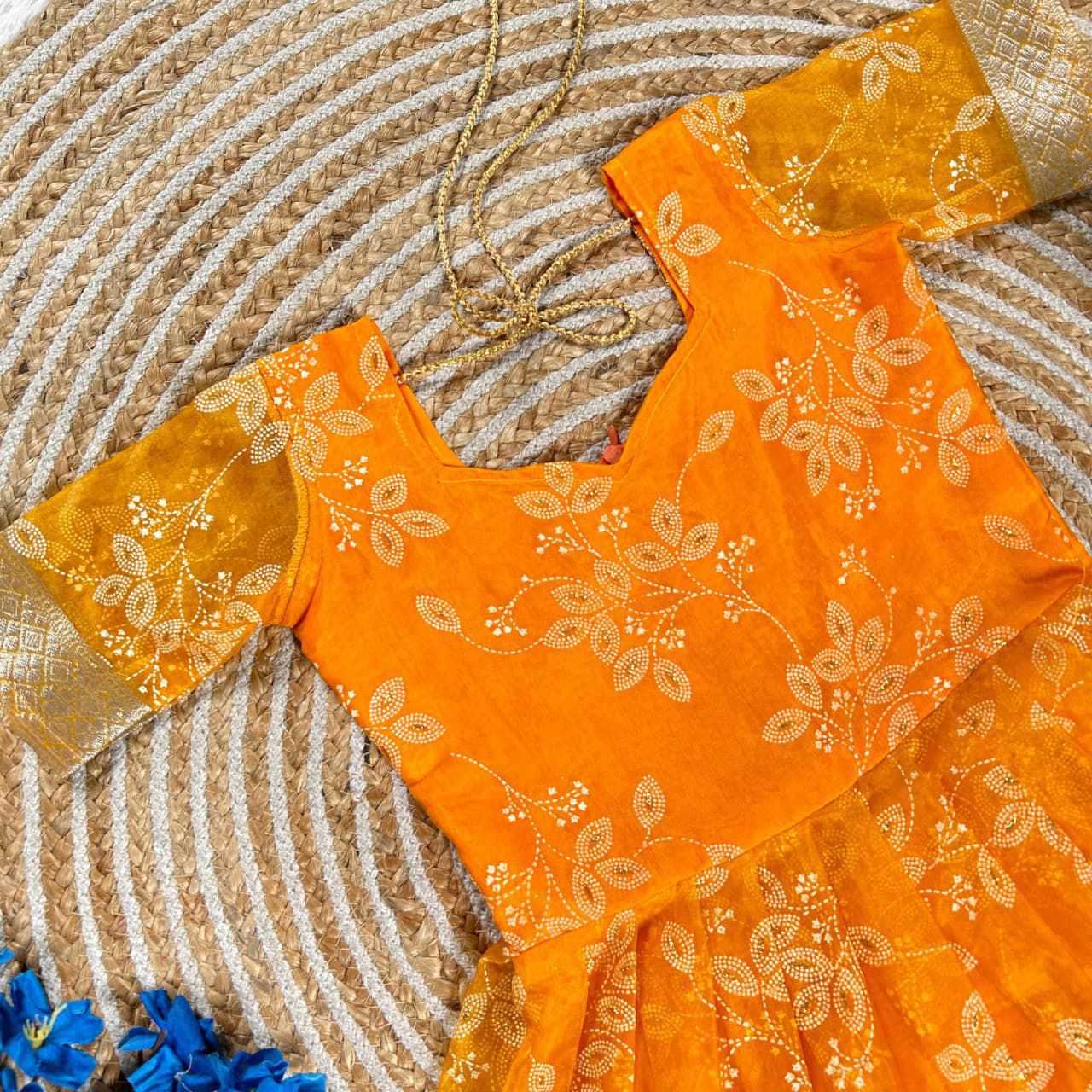 YNF Wholesale Organza Kids Gown RIN235 Rubber-print | Surat Manufacturer