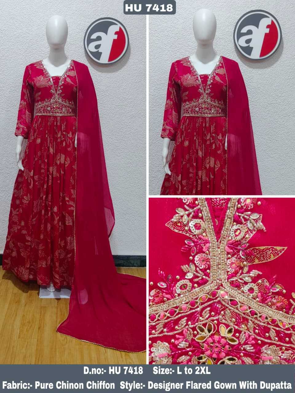 YNF Wholesale Pure Chiffon Party Gowns KESH530 ANUJ 7417 | Surat Manufacturer