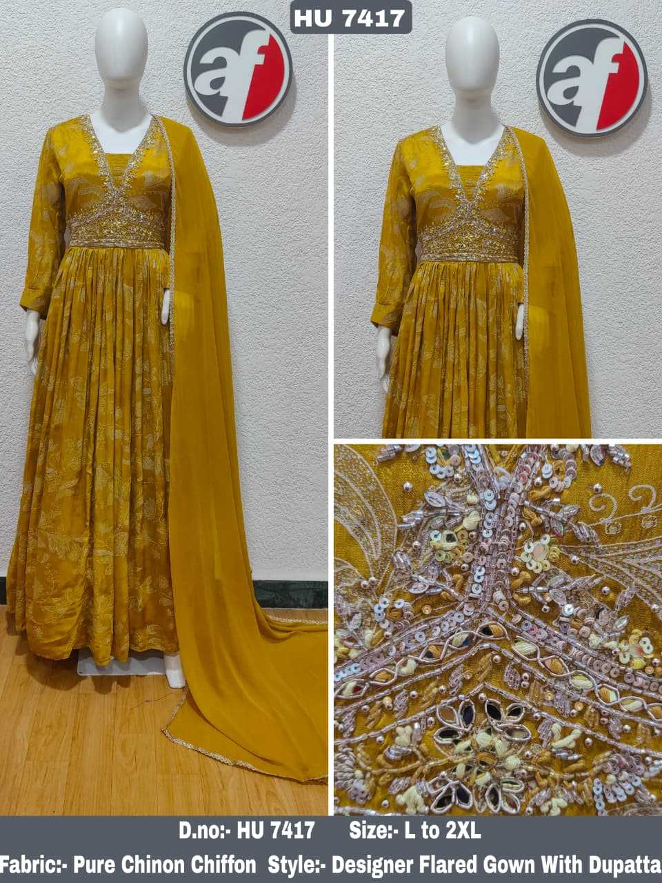 YNF Wholesale Pure Chiffon Party Gowns KESH530 ANUJ 7417 | Surat Manufacturer