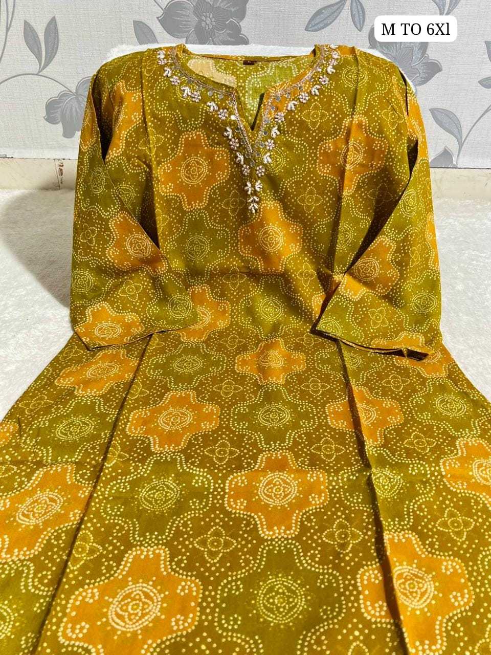 YNF Wholesale Rayon Bandhni Designer Kurtis KESH720 Handwork | Surat Manufacturer