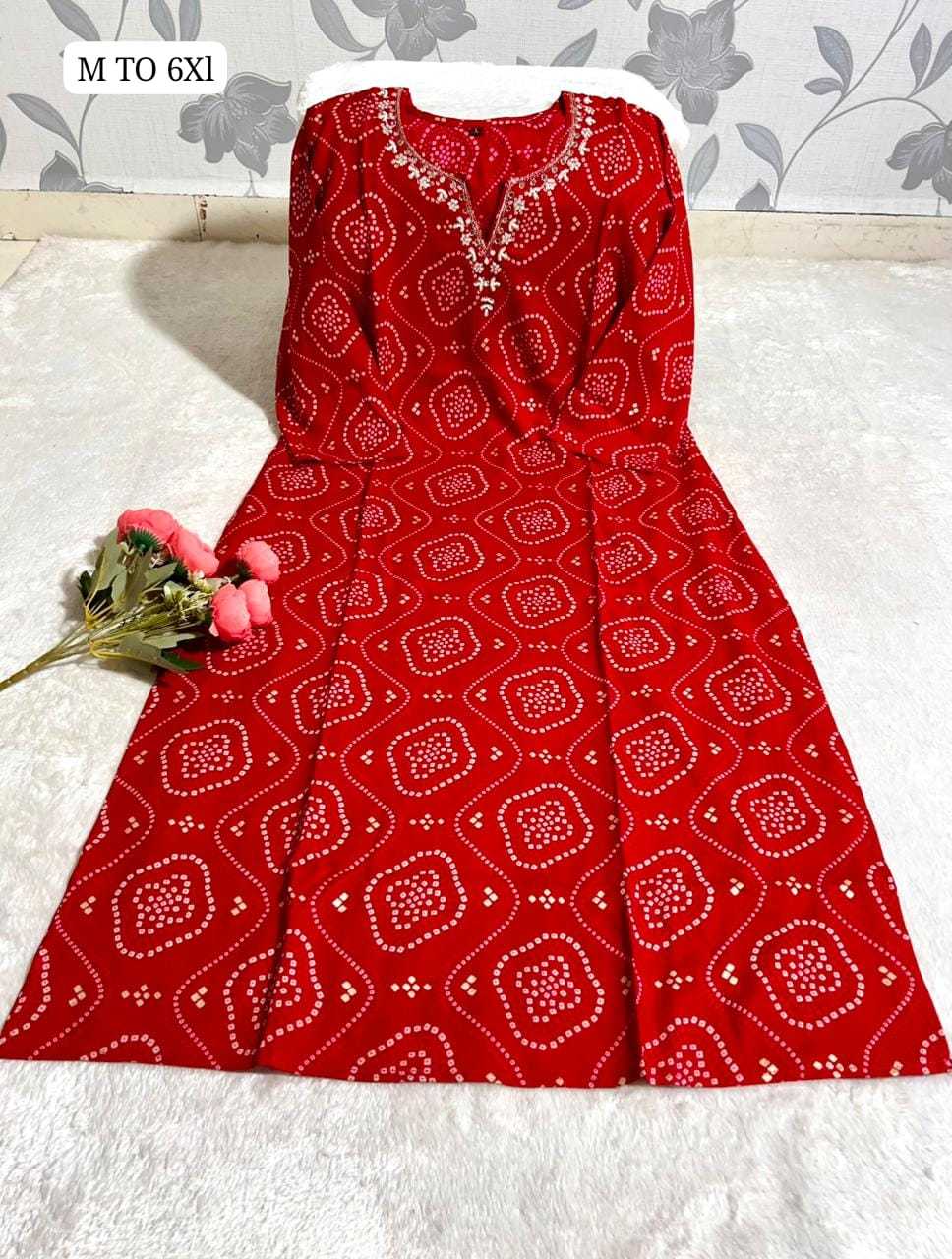 YNF Wholesale Rayon Bandhni Designer Kurtis KESH720 Handwork | Surat Manufacturer