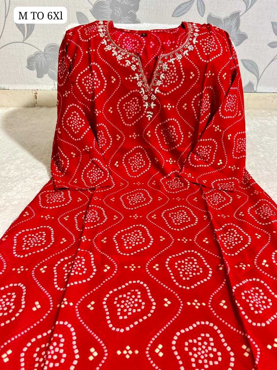 YNF Wholesale Rayon Bandhni Designer Kurtis KESH720 Handwork | Surat Manufacturer