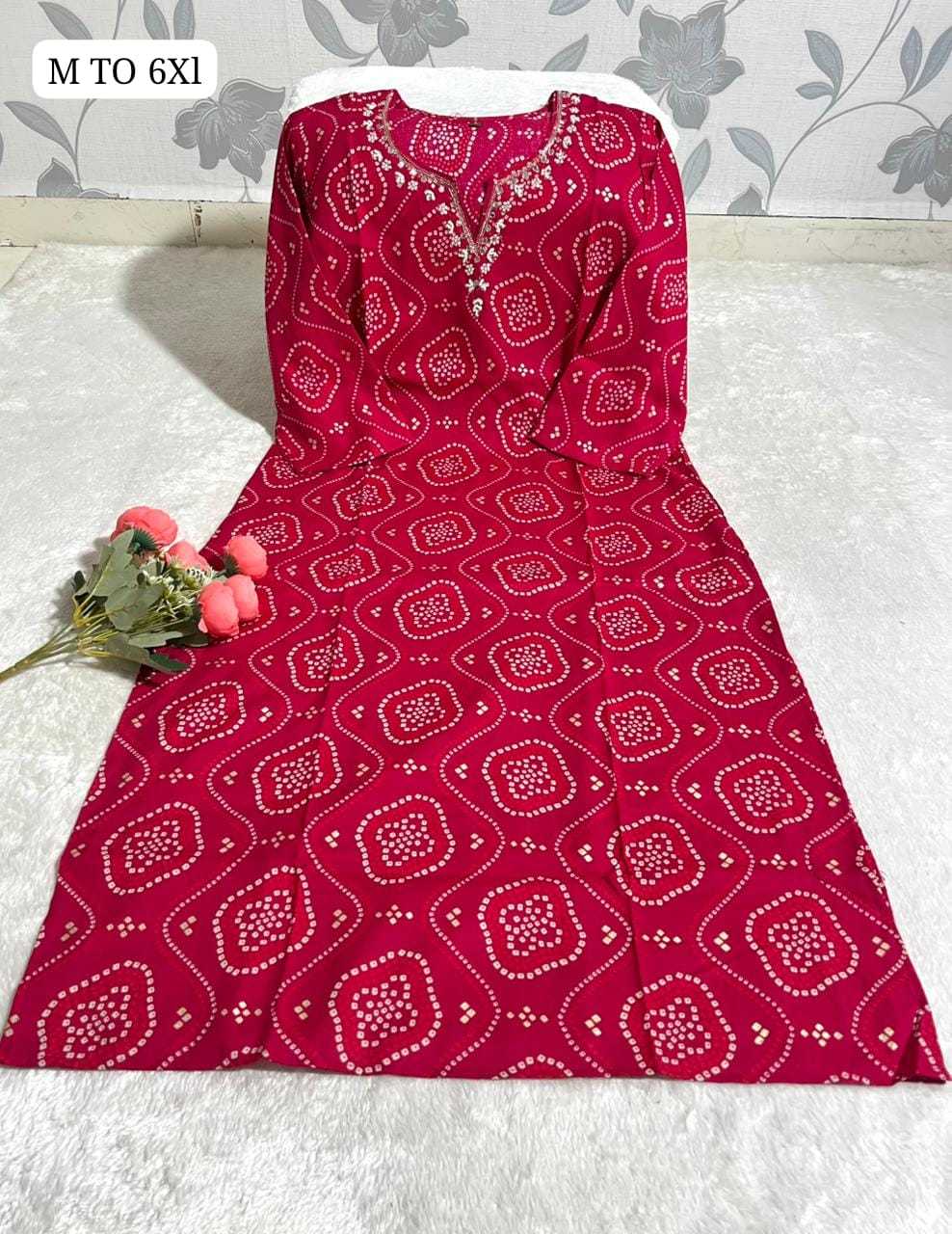 YNF Wholesale Rayon Bandhni Designer Kurtis KESH720 Handwork | Surat Manufacturer