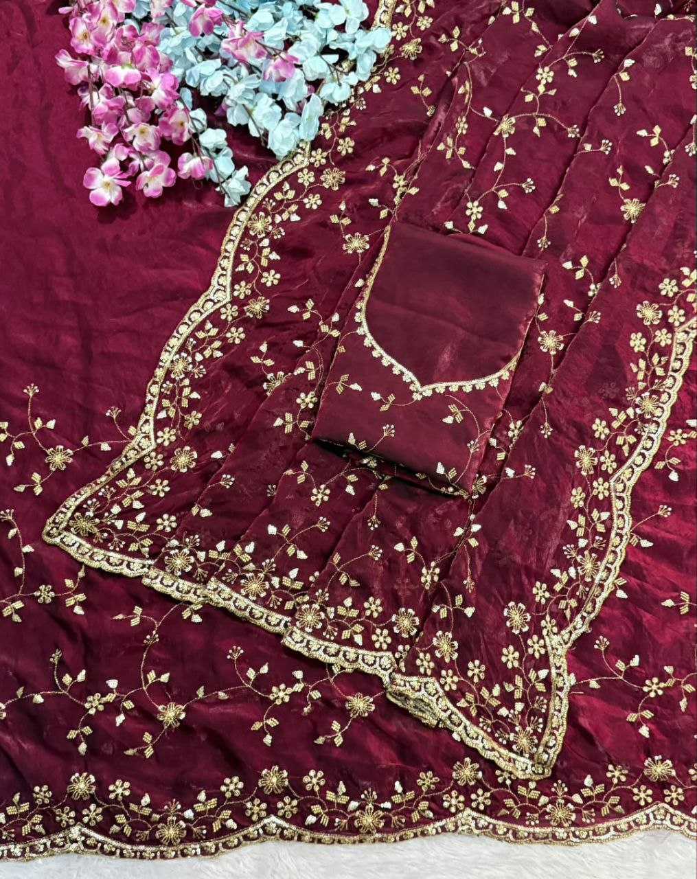 YNF Wholesale Satin Embroidered Sarees KESH588 SHREE | Surat Manufacturer