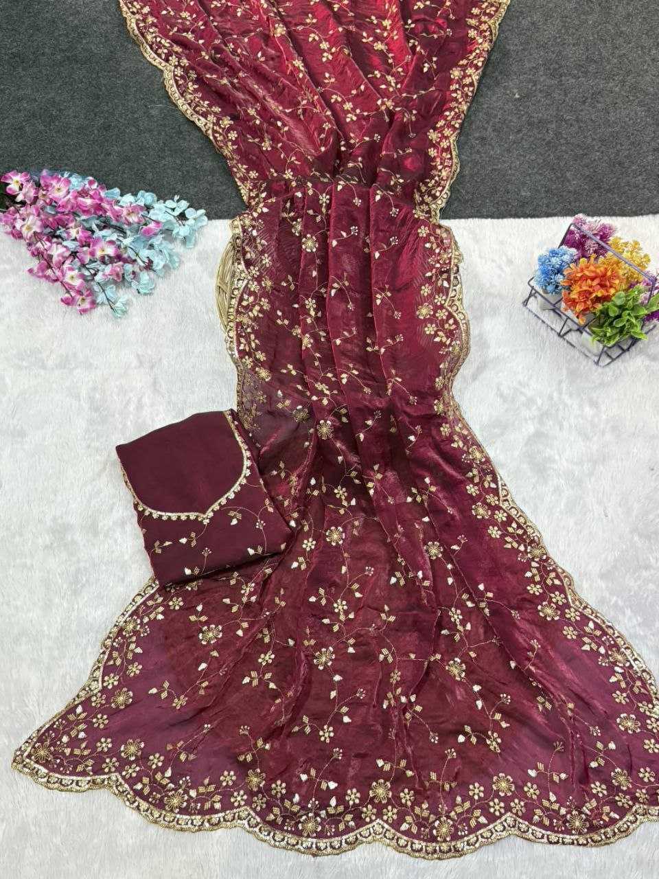 YNF Wholesale Satin Embroidered Sarees KESH588 SHREE | Surat Manufacturer