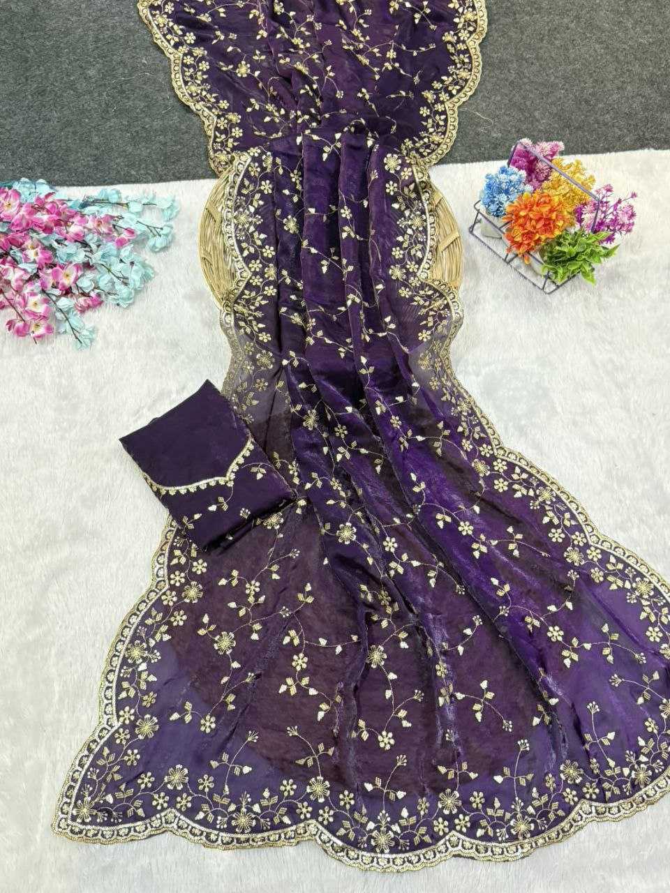 YNF Wholesale Satin Embroidered Sarees KESH588 SHREE | Surat Manufacturer