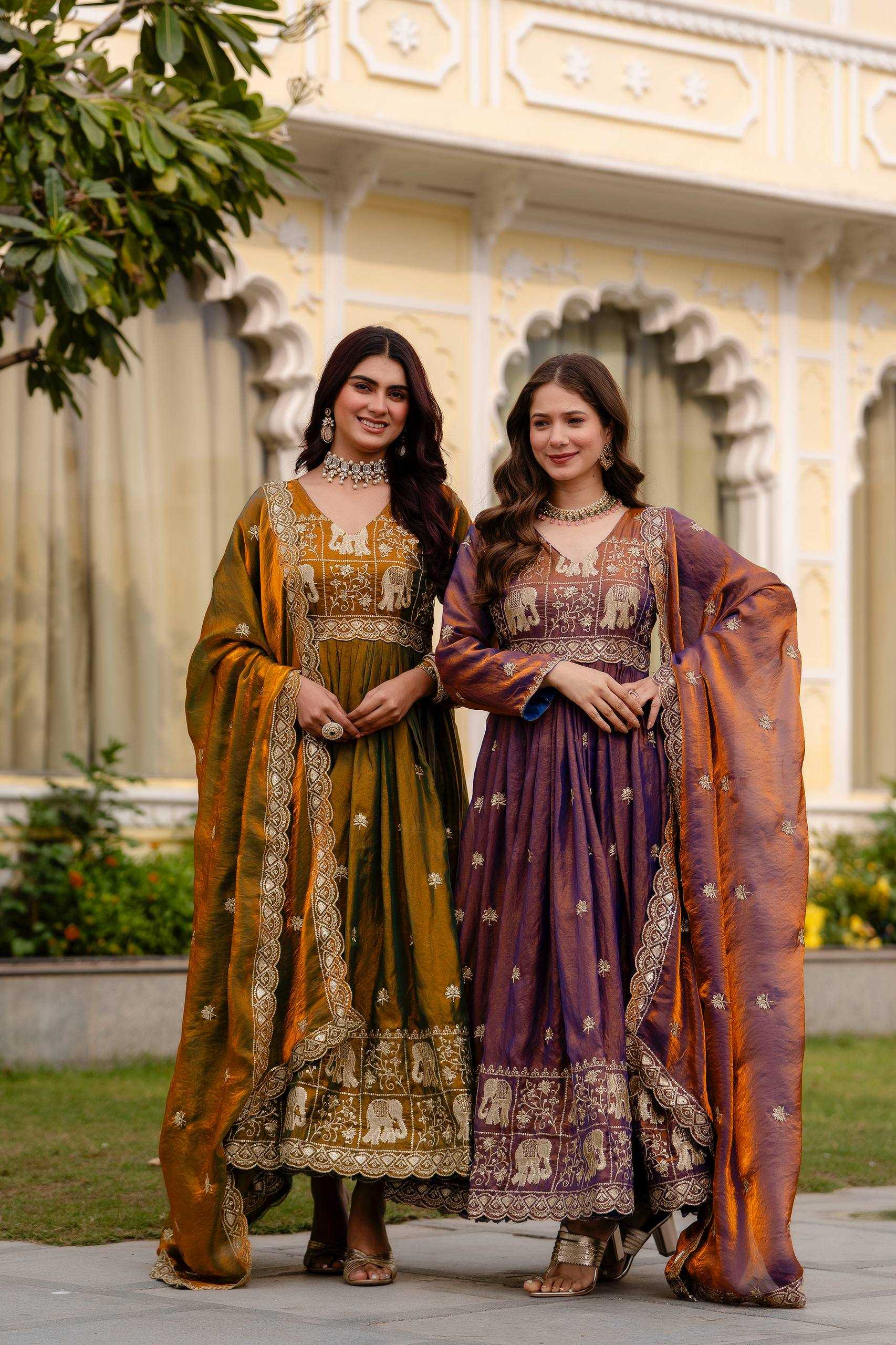 YNF Wholesale Satin Embroidered Gown RIN215 38 | Surat Manufacturer