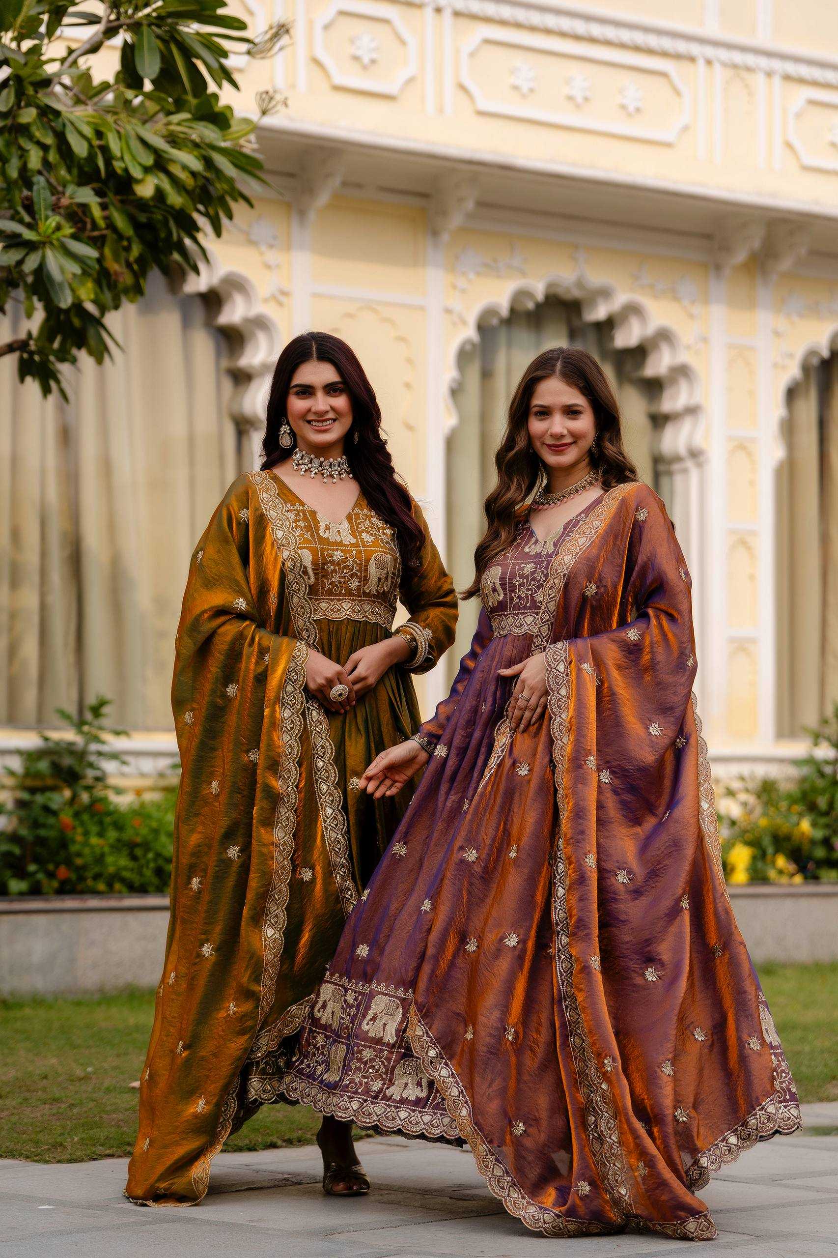YNF Wholesale Satin Embroidered Gown RIN215 38 | Surat Manufacturer