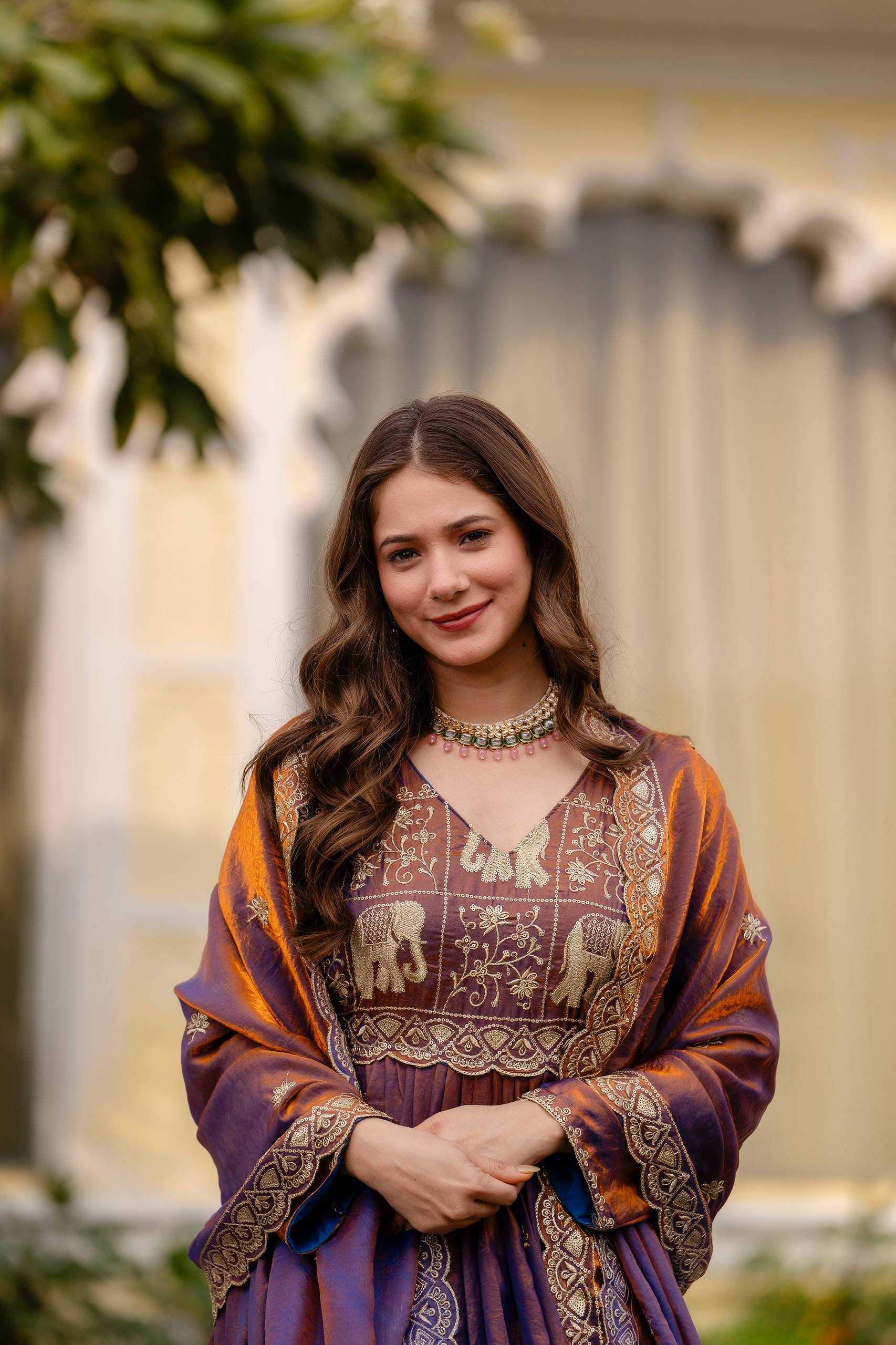 YNF Wholesale Satin Embroidered Gown RIN215 38 | Surat Manufacturer