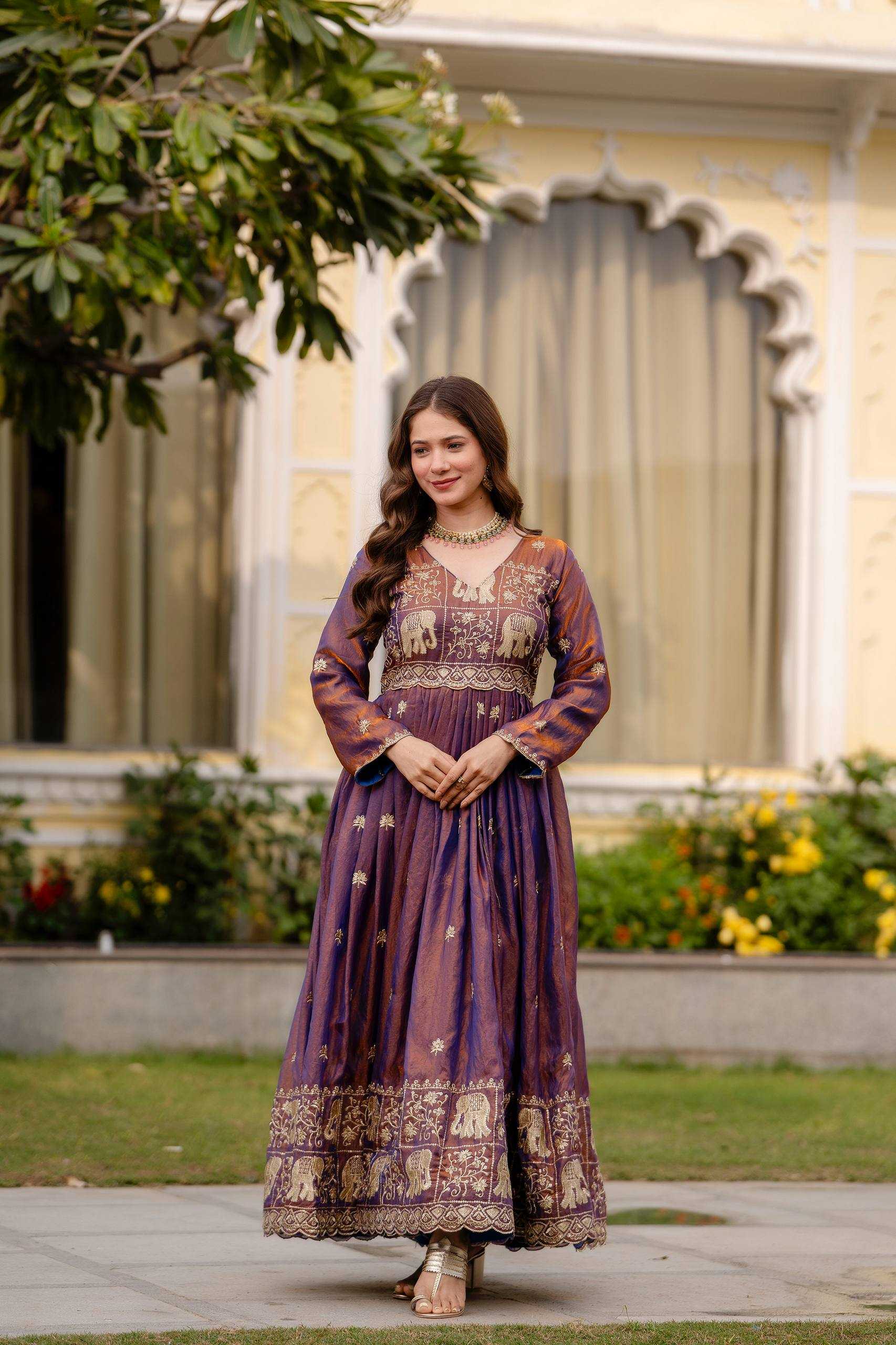 YNF Wholesale Satin Embroidered Gown RIN215 38 | Surat Manufacturer