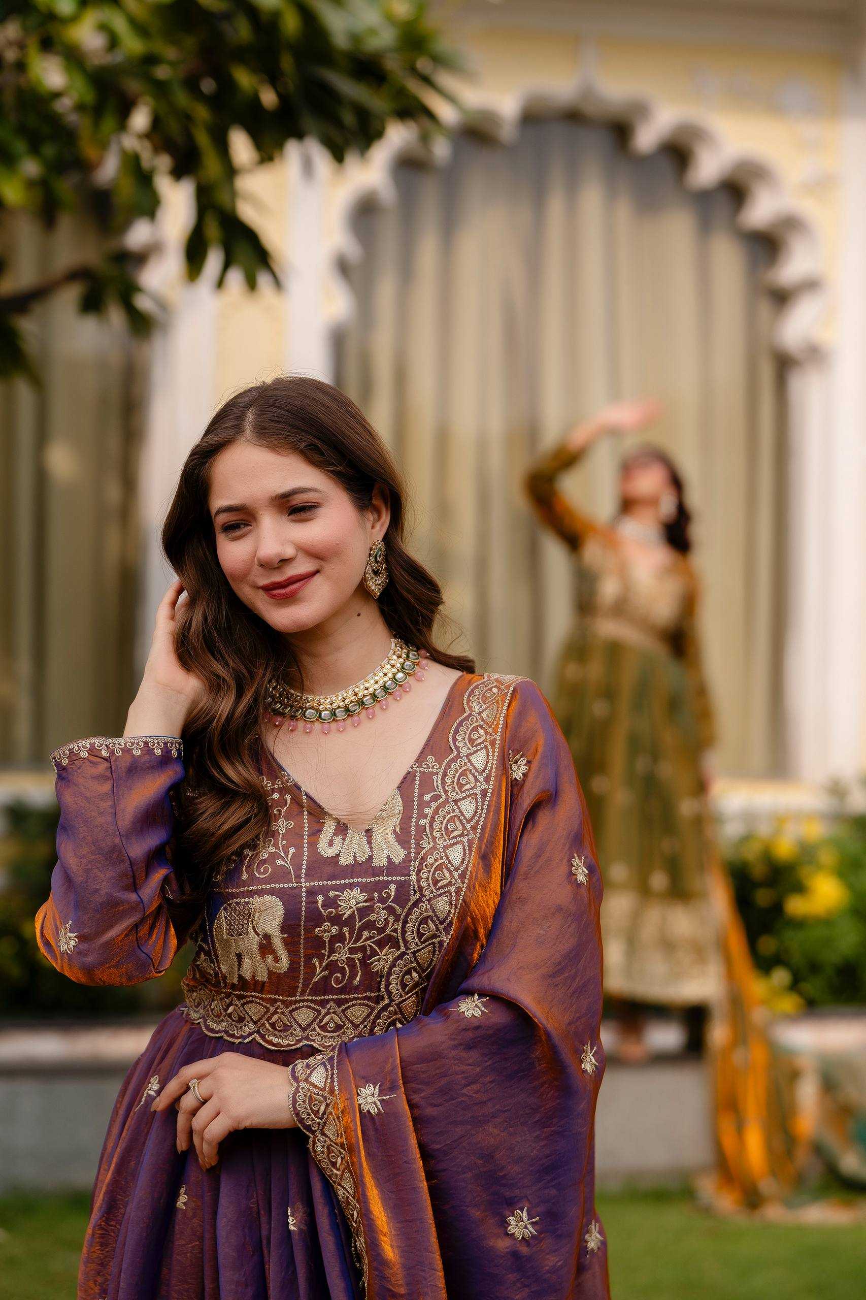 YNF Wholesale Satin Embroidered Gown RIN215 38 | Surat Manufacturer