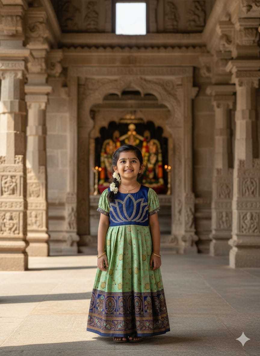 YNF Wholesale Silk Kids Gown KESH505 Six6 Lotus | Surat Manufacturer