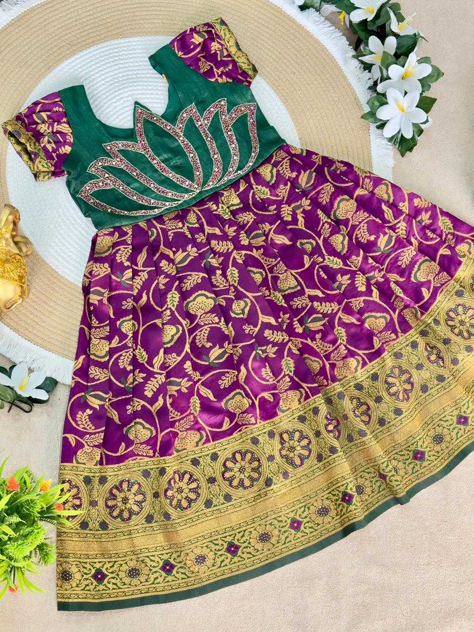 YNF Wholesale Silk Kids Gown KESH505 Six6 Lotus | Surat Manufacturer