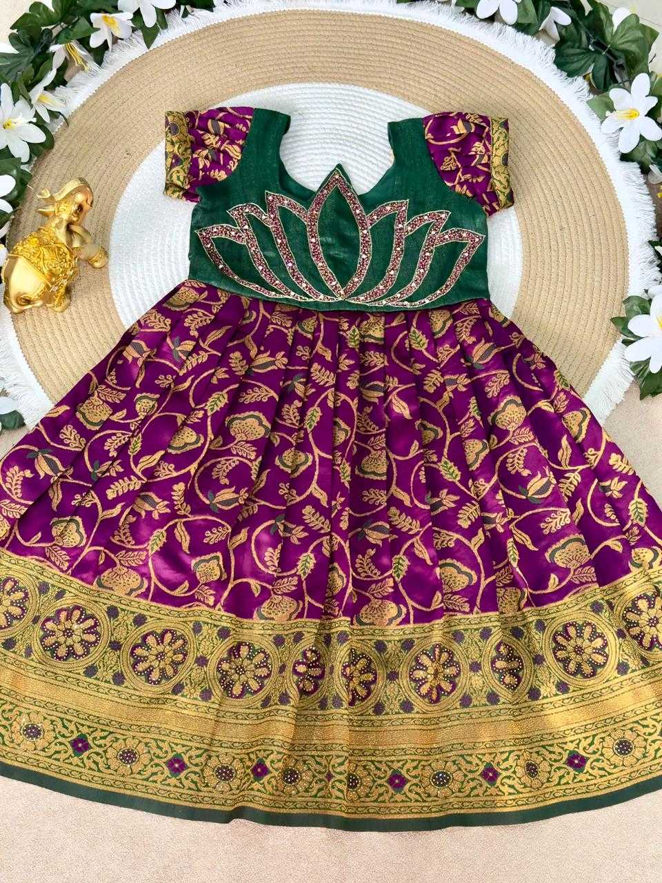 YNF Wholesale Silk Kids Gown KESH505 Six6 Lotus | Surat Manufacturer