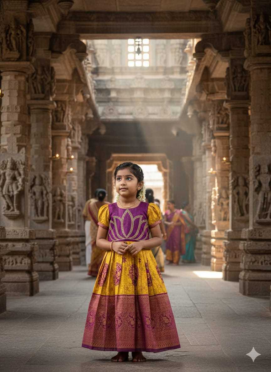 YNF Wholesale Silk Kids Gown KESH505 Six6 Lotus | Surat Manufacturer