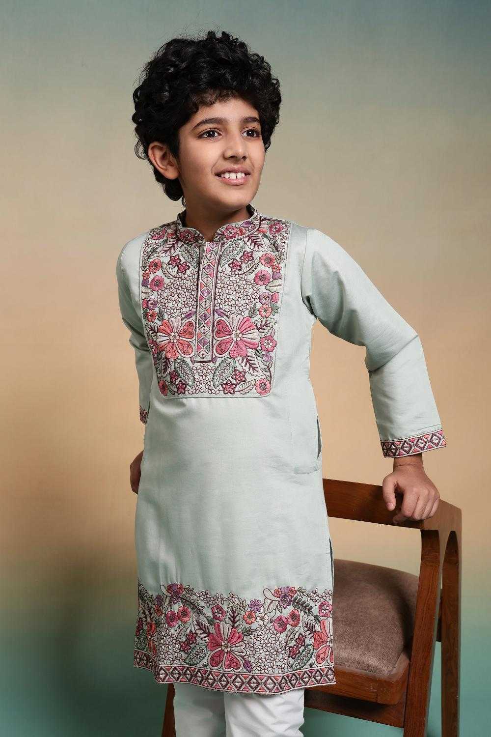 YNF Wholesale Silk Boys Kurta Pyjama RIN202 91101 SHAAHI JUNIOR | Surat Manufacturer