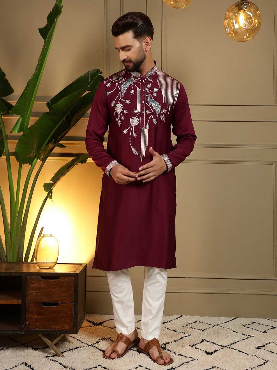 YNF Wholesale Silk Viscose Mens Kurta Pyjama KESH629 123 | Surat Manufacturer