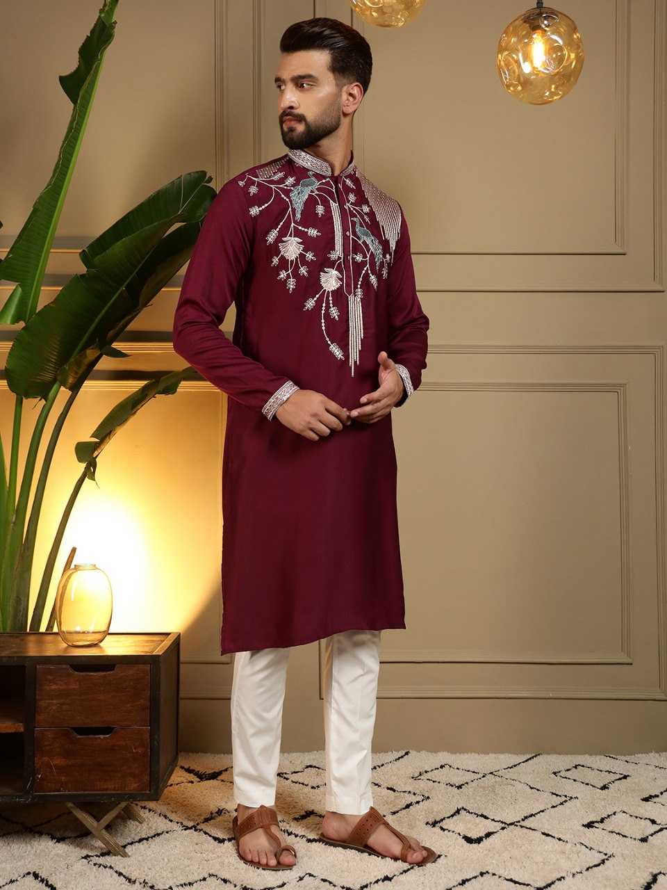 YNF Wholesale Silk Viscose Mens Kurta Pyjama KESH629 123 | Surat Manufacturer
