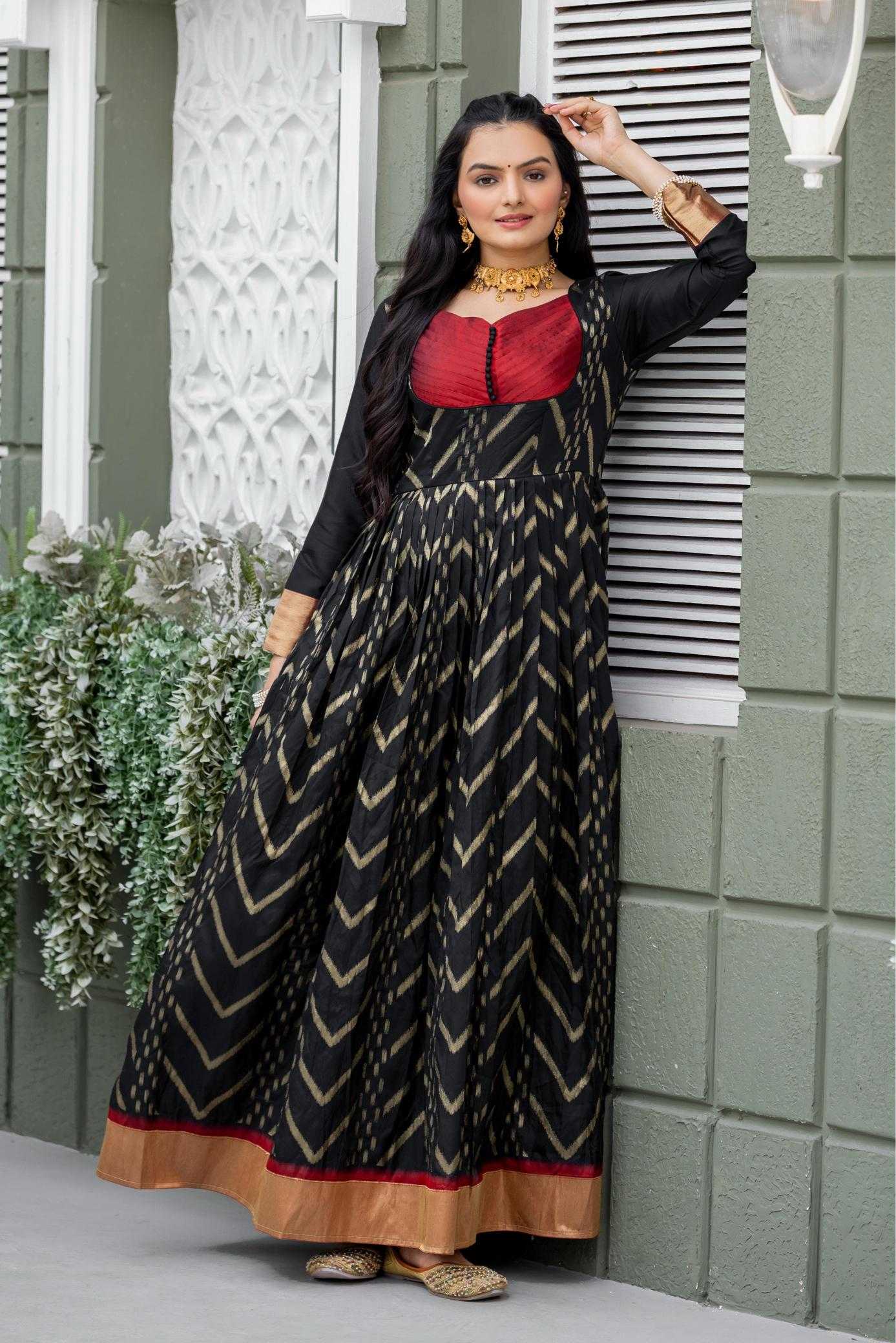 YNF Wholesale Soft Silk Printed Gowns KESH249 Chic black | Surat Manufacturer