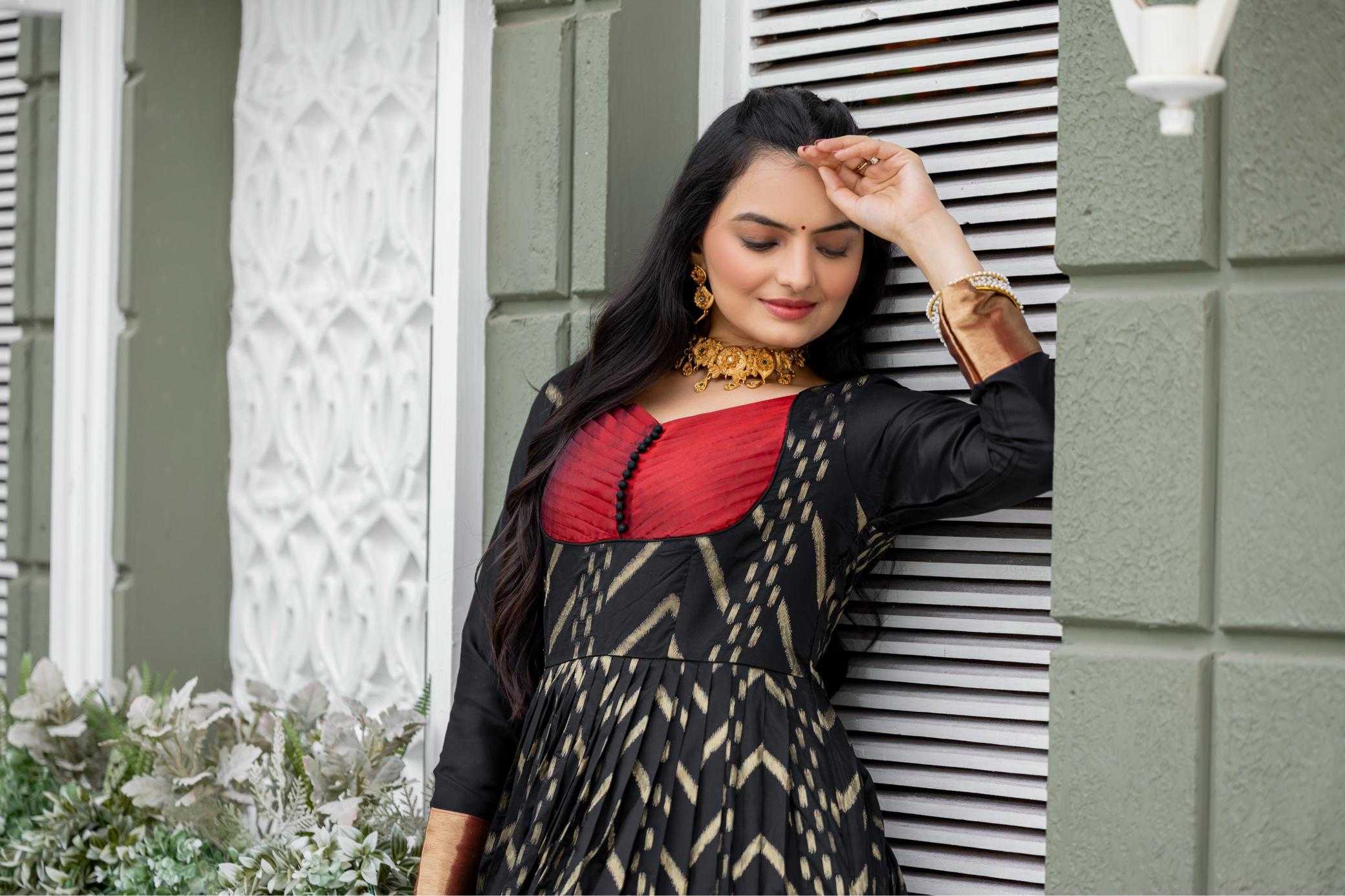 YNF Wholesale Soft Silk Printed Gowns KESH249 Chic black | Surat Manufacturer
