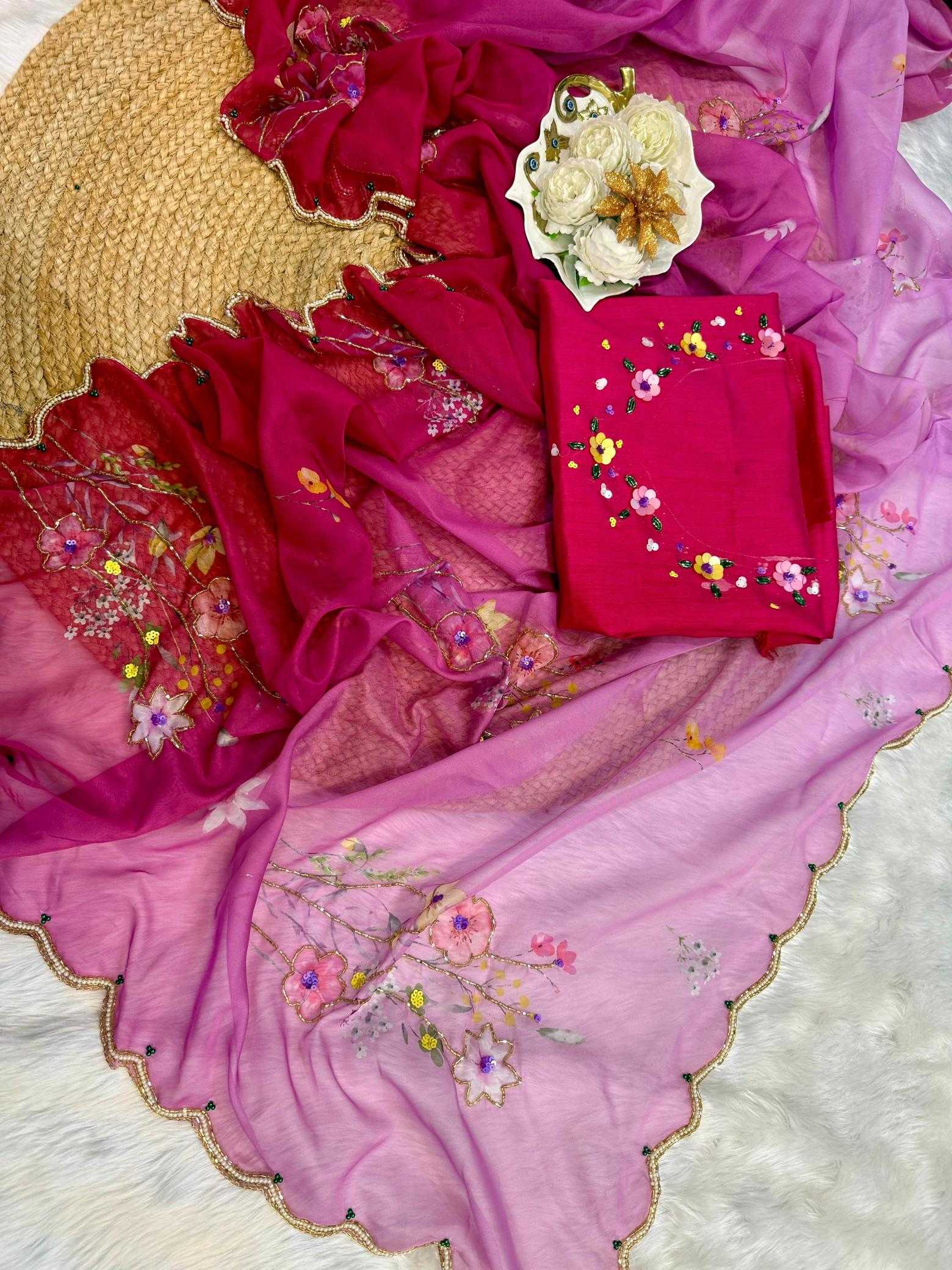 YNF Wholesale Tabby Silk Printed Silk Saree RIN164 PINK PATANK | Surat Manufacturer