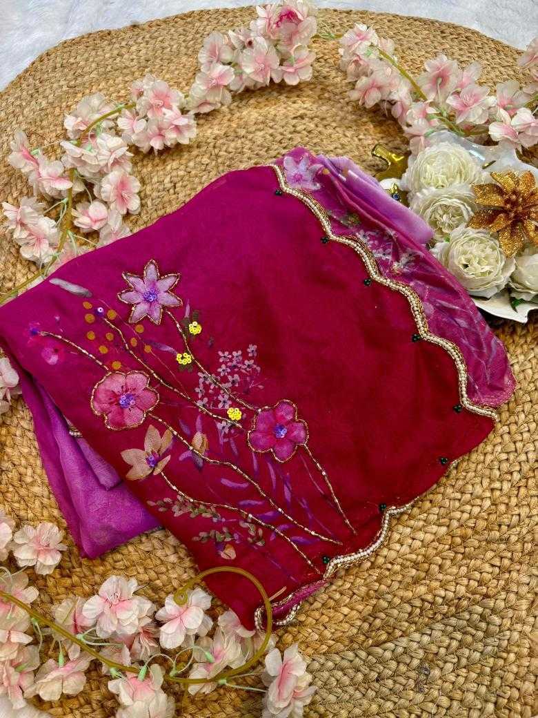 YNF Wholesale Tabby Silk Printed Silk Saree RIN164 PINK PATANK | Surat Manufacturer