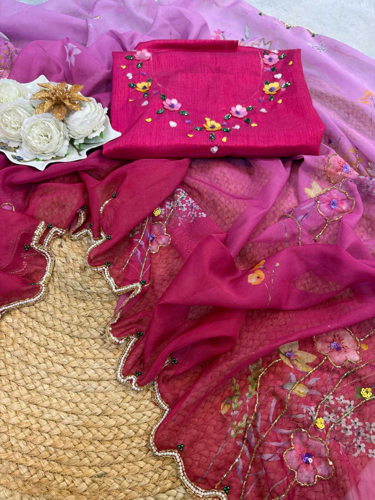 YNF Wholesale Tabby Silk Printed Silk Saree RIN164 PINK PATANK | Surat Manufacturer