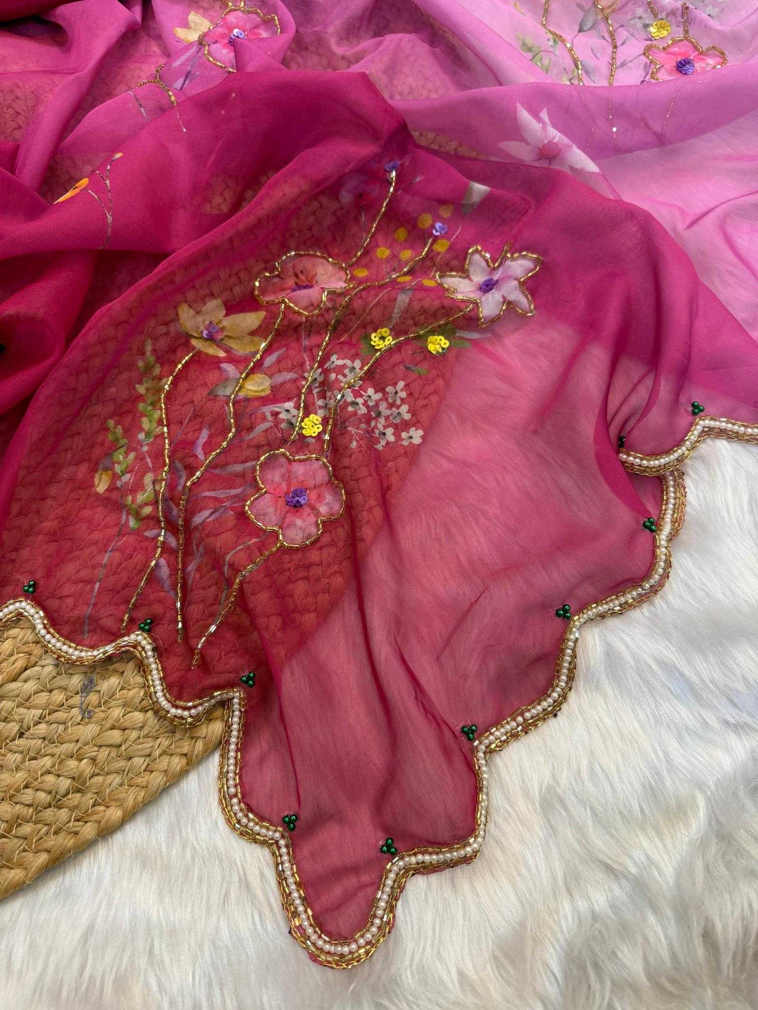 YNF Wholesale Tabby Silk Printed Silk Saree RIN164 PINK PATANK | Surat Manufacturer