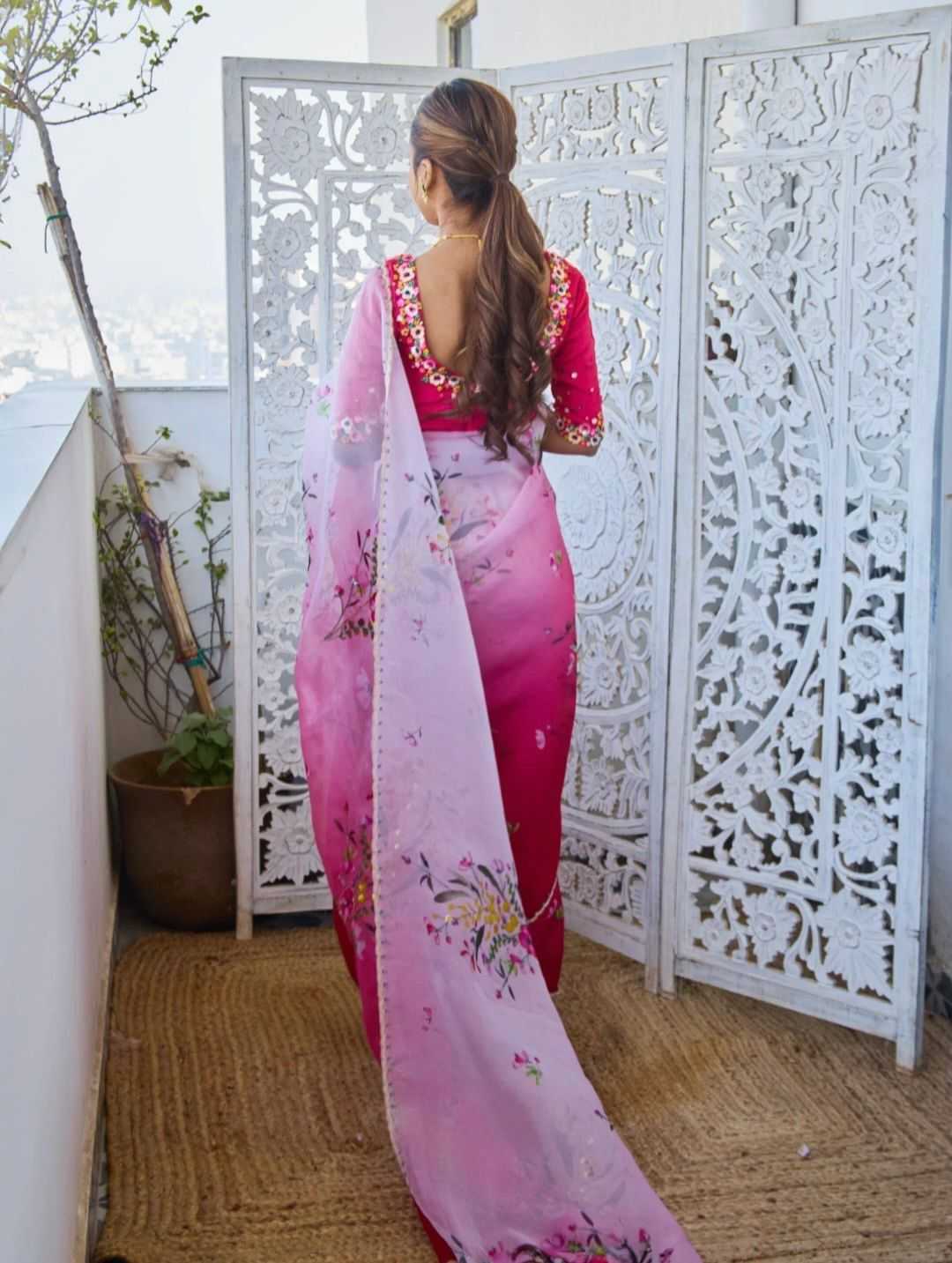 YNF Wholesale Tabby Silk Printed Silk Saree RIN164 PINK PATANK | Surat Manufacturer