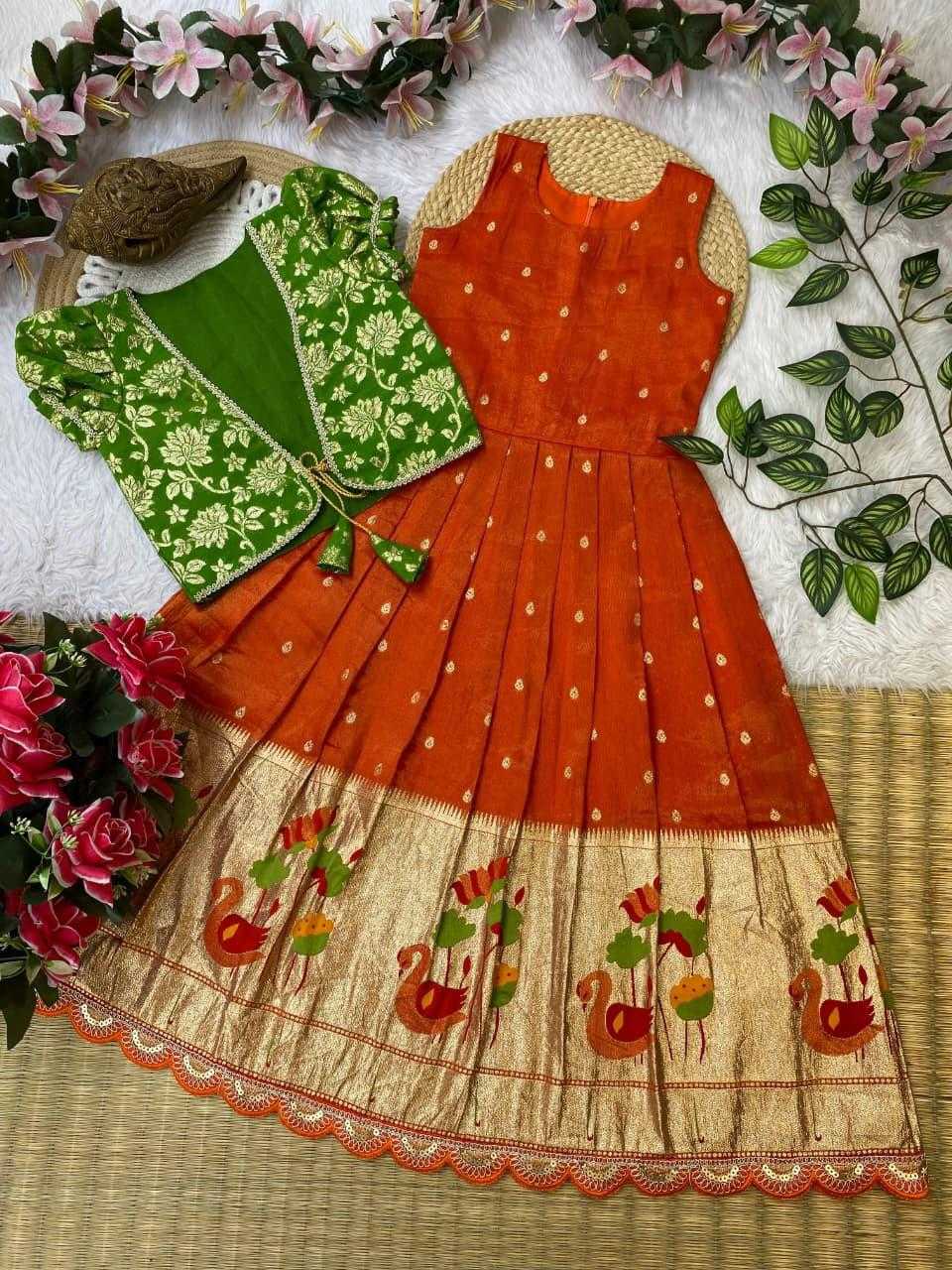 YNF Wholesale Tissue Silk Kids Gown RIN235 124 | Surat Manufacturer