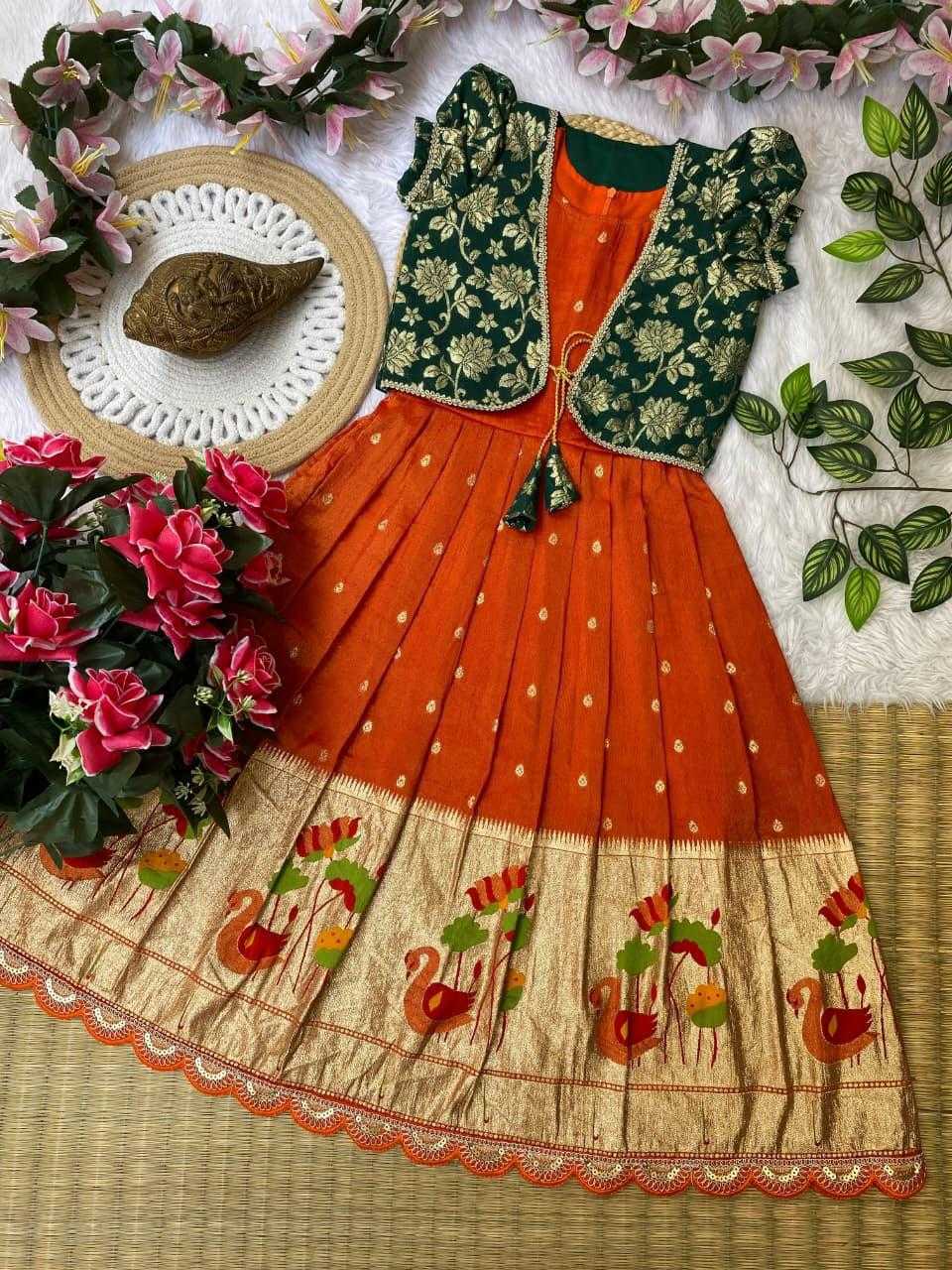 YNF Wholesale Tissue Silk Kids Gown RIN235 124 | Surat Manufacturer