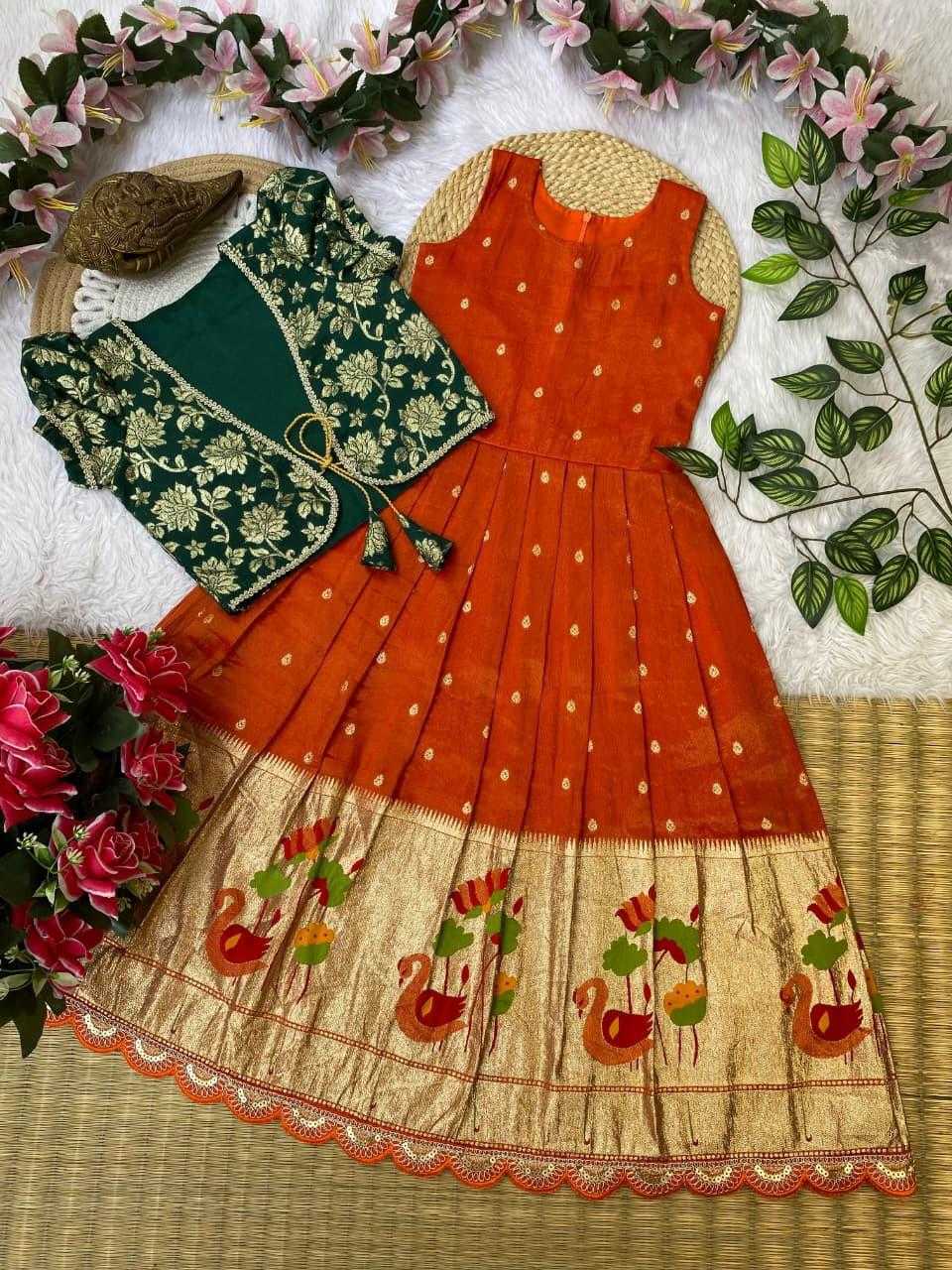 YNF Wholesale Tissue Silk Kids Gown RIN235 124 | Surat Manufacturer