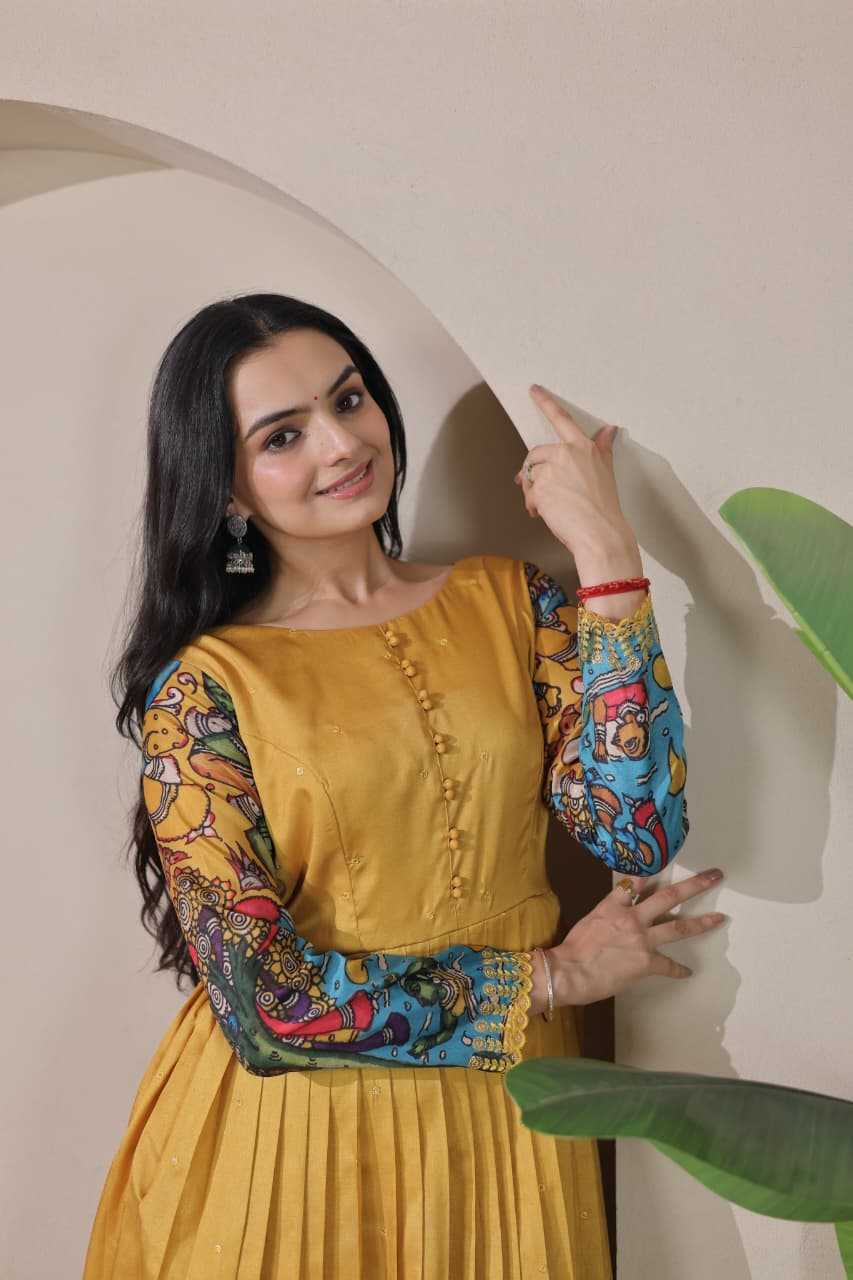 YNF Wholesale Tussar Silk Embroidery Gowns KESH249 2096 | Surat Manufacturer